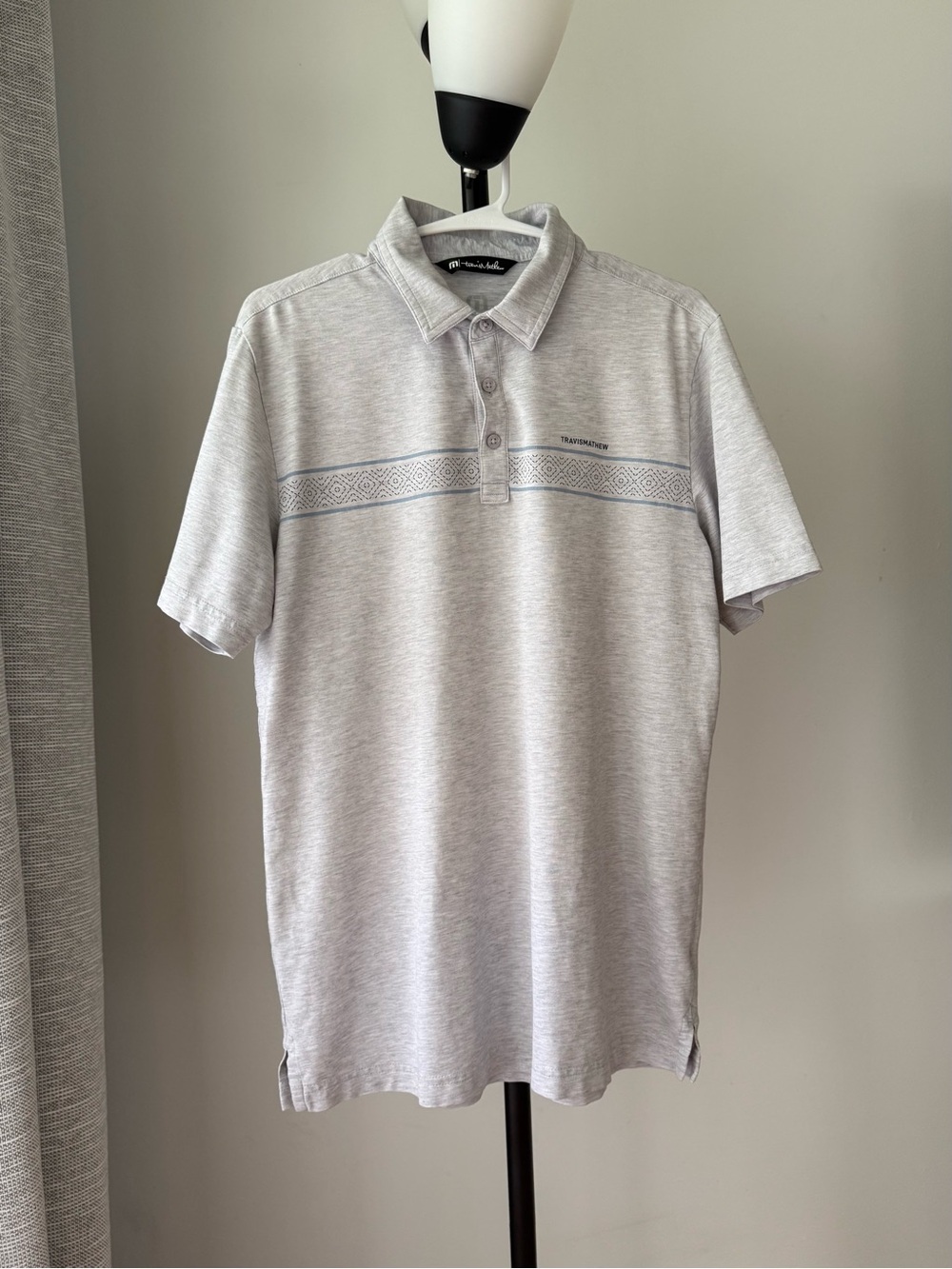 Travis Mathew Light Gray Polo with Subtle Chest Pattern M